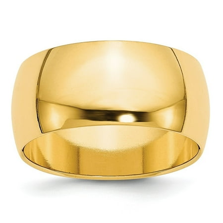 Roy Rose Jewelry 14K Yellow Gold 10mm Half Round Wedding Band Ring Size 13