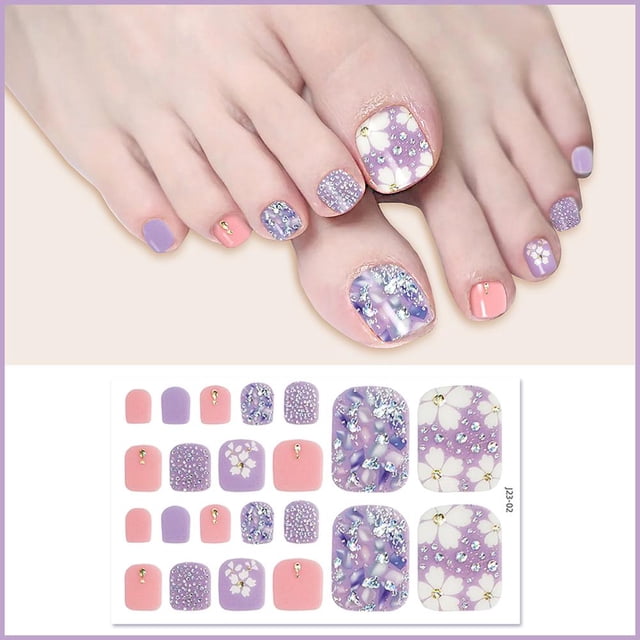 22Pcs/Sheet Removable Toe Nail Fake Nail Art Fake Nails French Nails Nail Mani Press Set