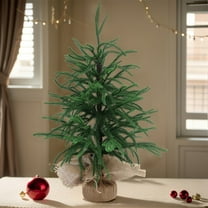 1.5FT Norfolk Pine Tree for Christmas Decorations, Artificial Christmas Trees with White Pot, Fake Christmas Tree Xmas Decor for Office, Living Room, Apartment (1.5FT - 1Pcs)