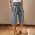 thumbnail image 5 of Women's Solid Cotton Blend Elastic Waist Casual Pants With Side Pockets, Mid Waist Tummy Control Workout Joggers, Comfortable Relaxed Fit Travel Active | TruBelle,Light Blue M, 5 of 9