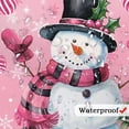 thumbnail image 5 of Pink Christmas Snowman Shower Curtain, Cute Winter Xmas Balls Wreath Bathroom Shower Curtains, Cute Winter Snowman New Year Holiday Decor Fabric Bath Curtain with Hooks, 70X72IN, 5 of 6