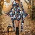 thumbnail image 2 of Frostluinai Women's Halloween Gothic Witch Party Bodycon Mini Dress Bell Long Sleeve Irregular Dress Funny Holiday Graphic Dress, 2 of 6