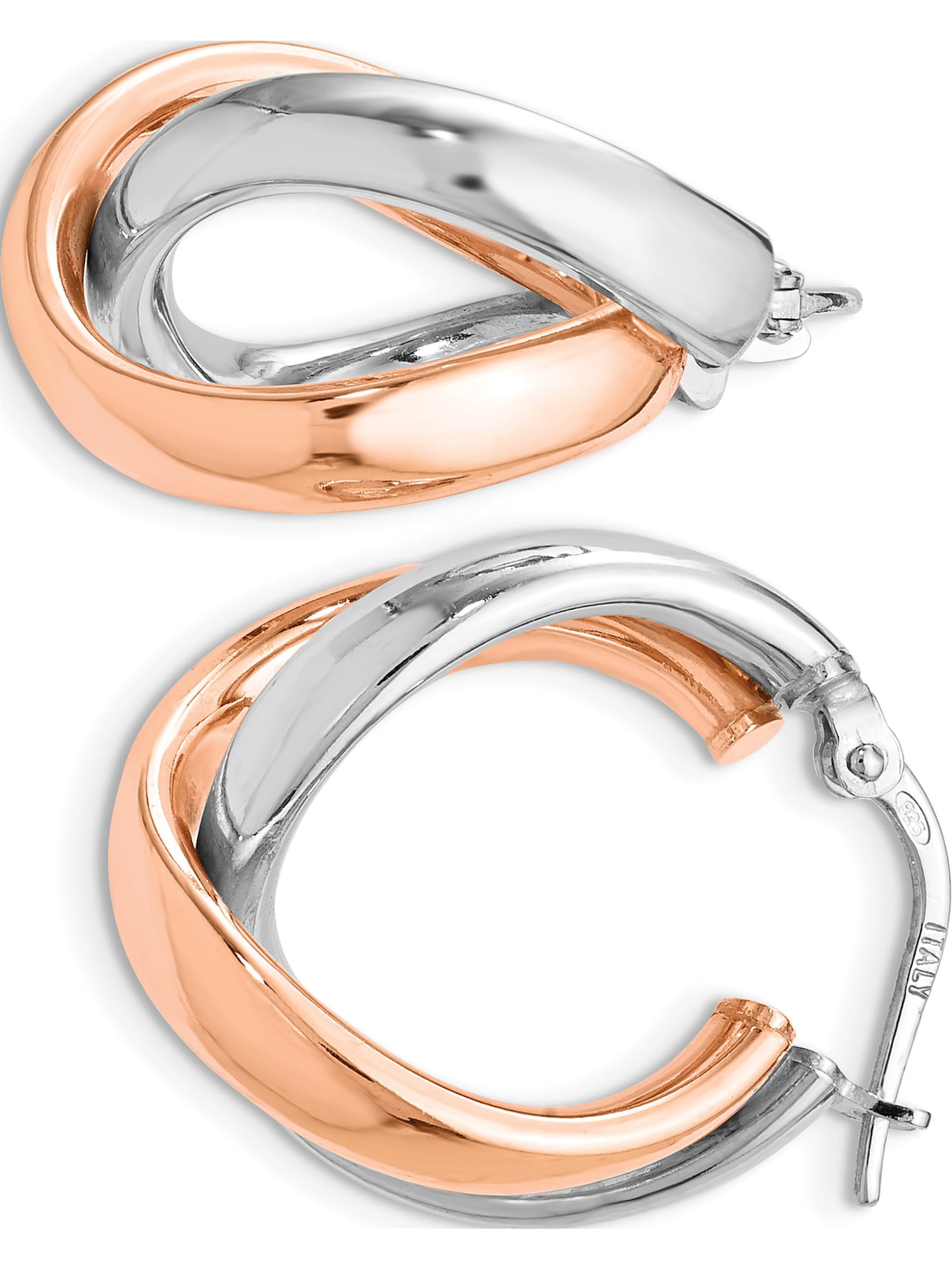 Leslie's 925 Sterling Silver Rose Gold-plated Twisted Hinged Earrings
