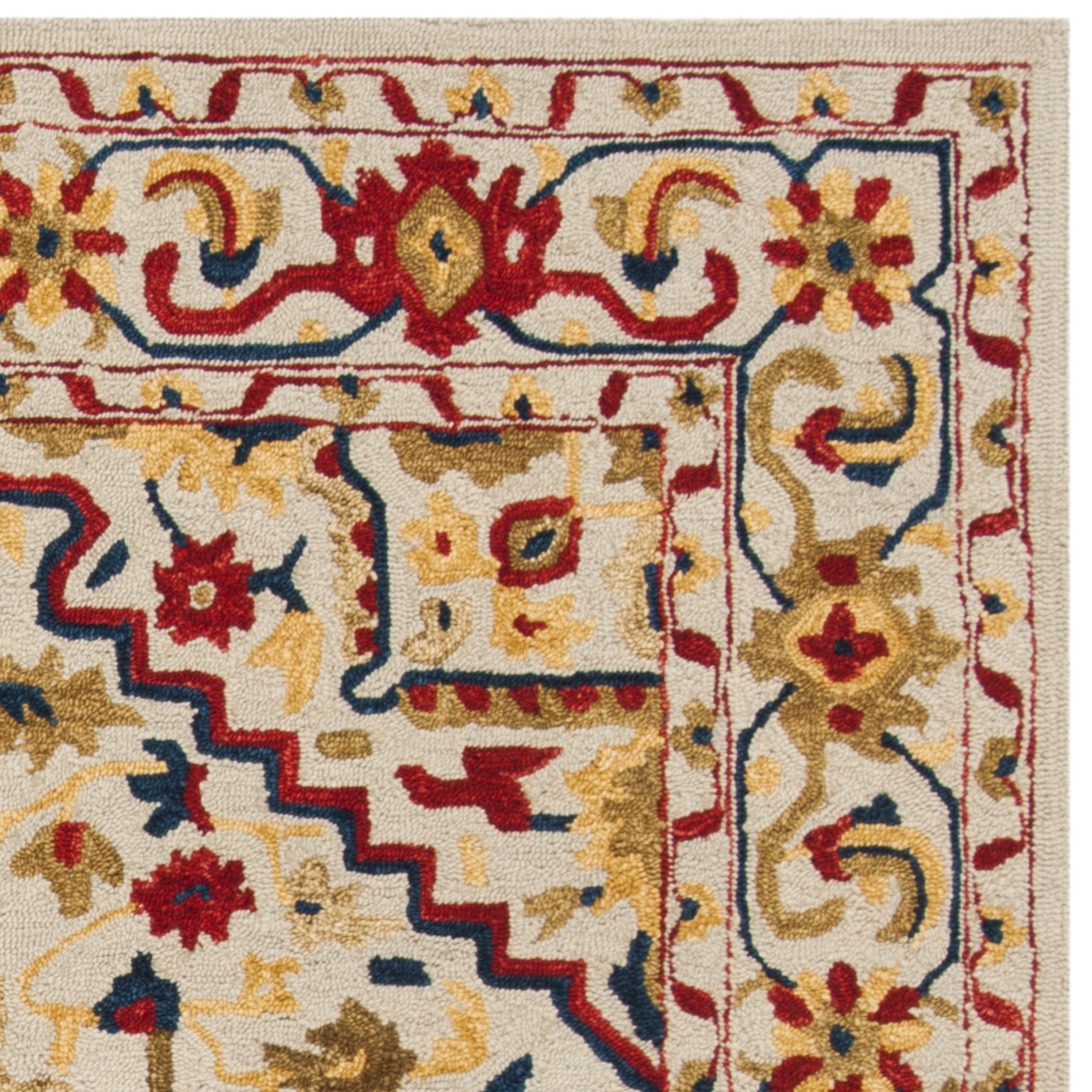 SAFAVIEH Aspen Coco Southwestern Wool Area Rug, Ivory/Multi, 7' x 7' Square