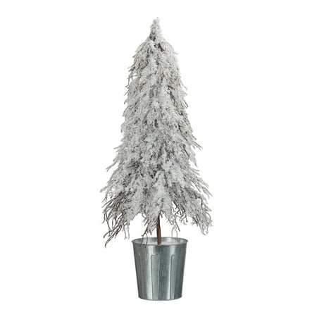 Holiday Time Flocked Snow Tree with Metal Base Christmas Decoration,