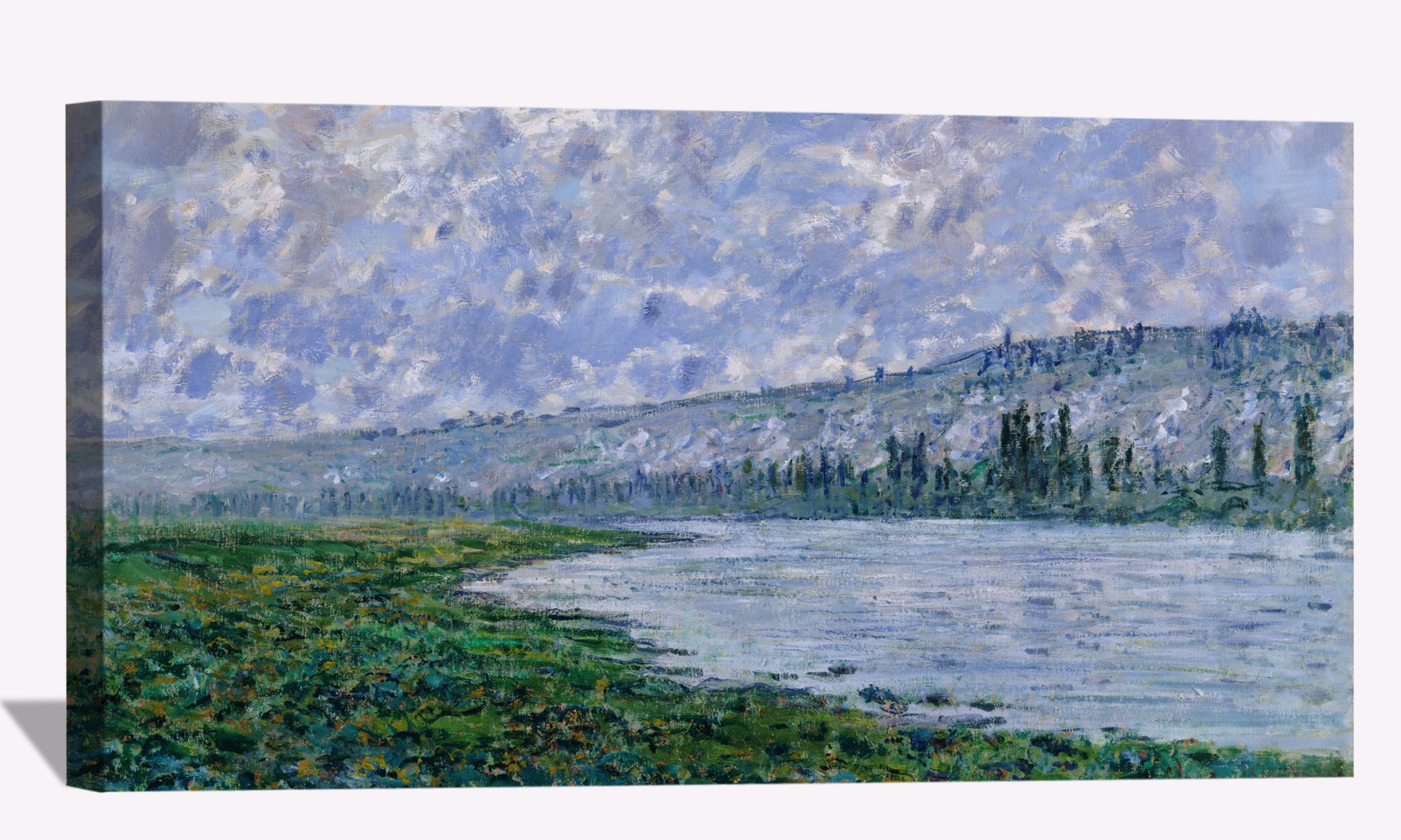 Claude Canvas Wall Art The Seine At Vétheuil Framed Painting For Bedroom Livingroom