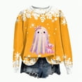 thumbnail image 6 of Towmus Halloween Sweaters for Women Novelty Xmas Roundneck Snowflake Sweatshirts Sequin Ghost Print Long Sleeve Pullover Tops, 6 of 6