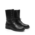 thumbnail image 2 of DREAM PAIRS Women’s Mid-Calf Combat Boots, Lace-Up Military Style Boots with Side Zipper, Faux Leather Round Toe Fall Winter Booties, 2 of 6