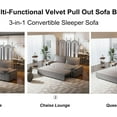 thumbnail image 3 of Tabaray 70.1" Futon Sofa Bed Queen Size, Pull Out Couch Bed, 3-in-1 Convertible Sleeper Sofa with 2 Soft Pillows, Modern Velvet Futon Couch for Living Room, Small Space, Apartment, Bedroom, Light Grey, 3 of 9