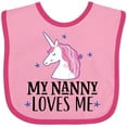 thumbnail image 3 of Inktastic My Nanny Loves Me Unicorn Girls Baby Bib, 3 of 4