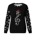 thumbnail image 4 of Ujnder Women's Christmas Print Snow Sequins Sweatshirt Crew Neck Long Sleeve Pullover Tops for Women Holiday Fashion Outfits 02-Black XXL, 4 of 4