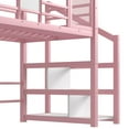 thumbnail image 5 of Twin Size House Loft Bed Frame with Slide and Staircase, Metal Playhouse Loft Bed with Storage Shelves, House-shaped Roof and Noise-free Design for Bedroom, Apartment, Mattress Not Included, Pink, 5 of 9