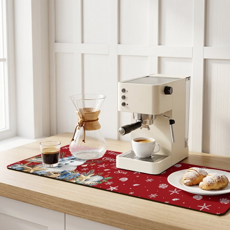 Coastal Christmas Heat Insulation Mats for Countertop Rustic Snowman ...