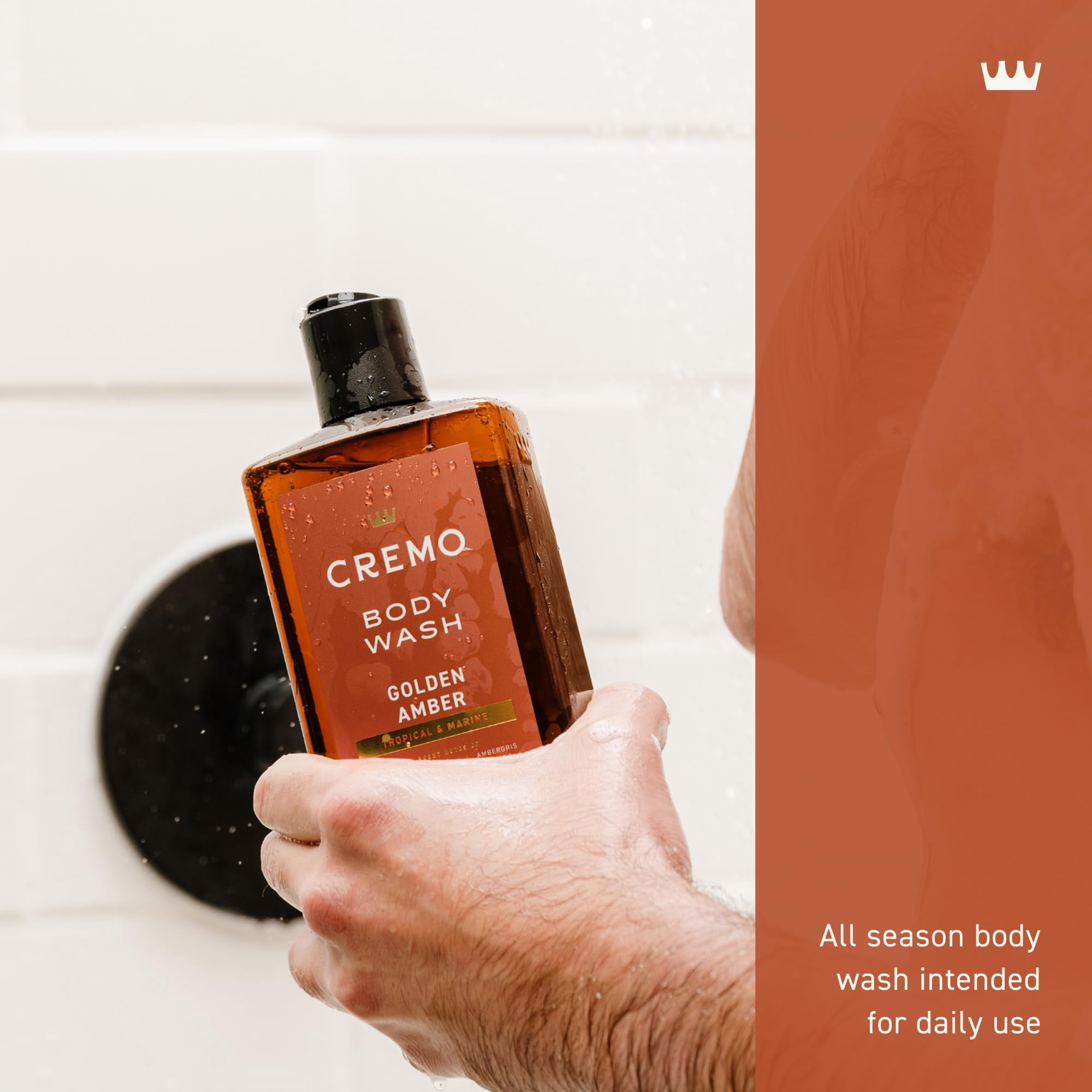 Cremo Golden Amber Body Wash for Men, Tropical & Marine with Scent
