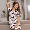 thumbnail image 3 of Pofeuu Christmas Plaid Moose Print Women's Loose Fit Short Sleeve Nightgown, Comfortable Sleep Dress for Women, Casual Lounge Sleepwear, Soft Cotton Sleep Dress, 3 of 6