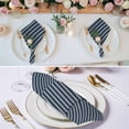 thumbnail image 2 of Navy Blue Striped Cloth Napkins, Modern Abstract Art Aesthetics Washable and Reusable Dinner Napkins Set of 6, Table Napkin for Kitchen Party Birthday Wedding Hotel Housewarming 20"x20", 2 of 8