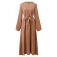 thumbnail image 5 of Women's Casual Dress Solid Dress Flare Sleeve Abaya Elegant Dress Arab Kaftan Long Sleeve Solid Dress Silk Gloves for Women Long Burka for Women Headwear Pregnancy Dress for Women plus Size Dresses, 5 of 5