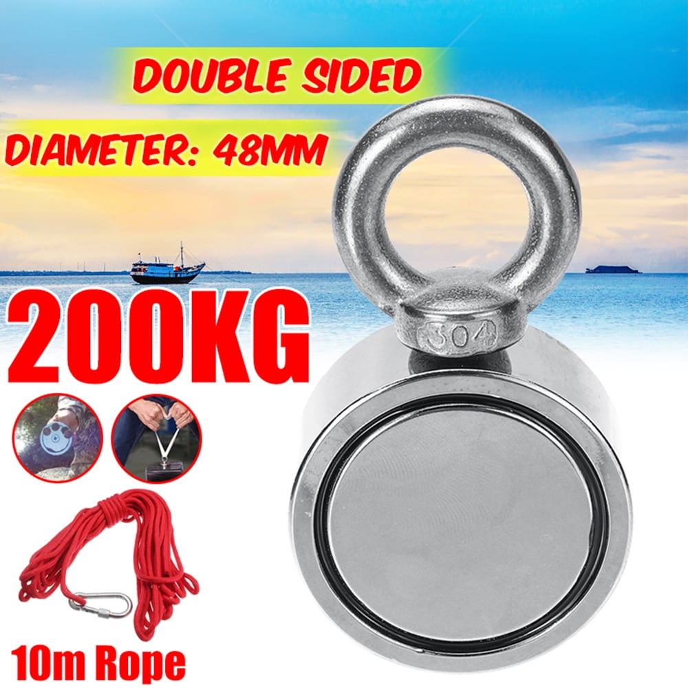 Super Strong Double sided 440LBS*2 Neodymium Magnets Fishing Detect Salvage Rope 