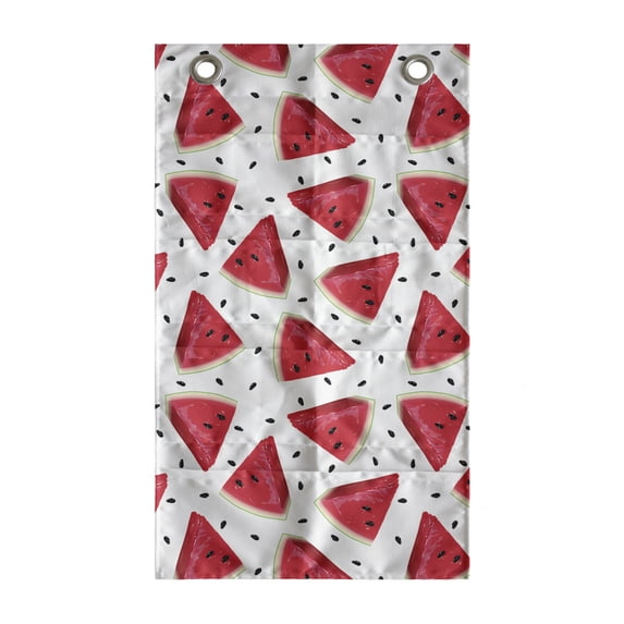 Melon Hanging Pocket Organizer, Pieces of Realistic Drawn Watermelon Fruit, Printed Polyester Storage Bag with Pockets, 21" x 31", Dark Coral Charcoal Grey