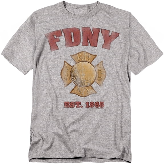 New York City T-Shirt Fdny Vintage Badge Unisex Graphic Tee For Men & Women Athletic Heather 