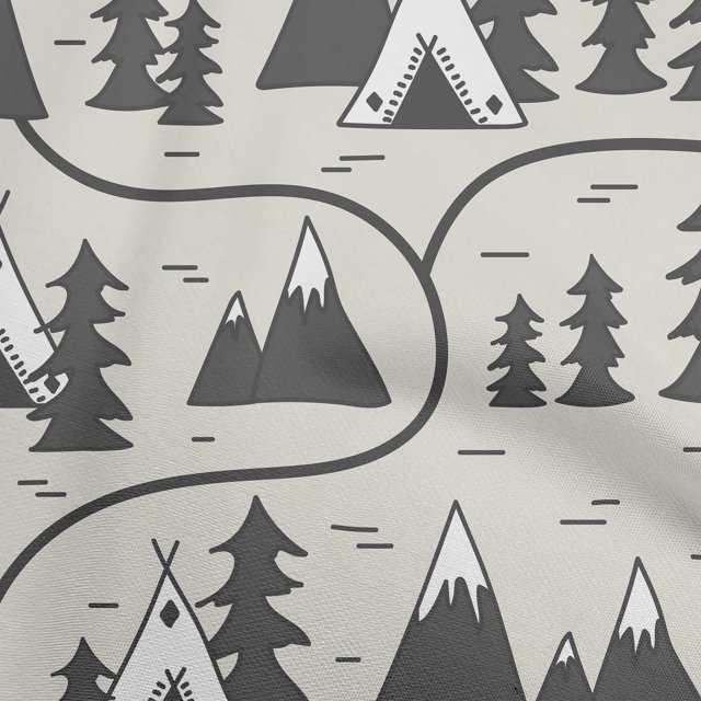 oneOone Velvet Dusty Gray Fabric Mountain Pattern Sewing Craft Projects Fabric Prints By Yard 58 Inch Wide