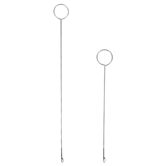 WHAMVOX Rope Threader for Sewing with Locking Needle Hook Metal Silver Efficient for Fabric Belts and Tubes 2pcs