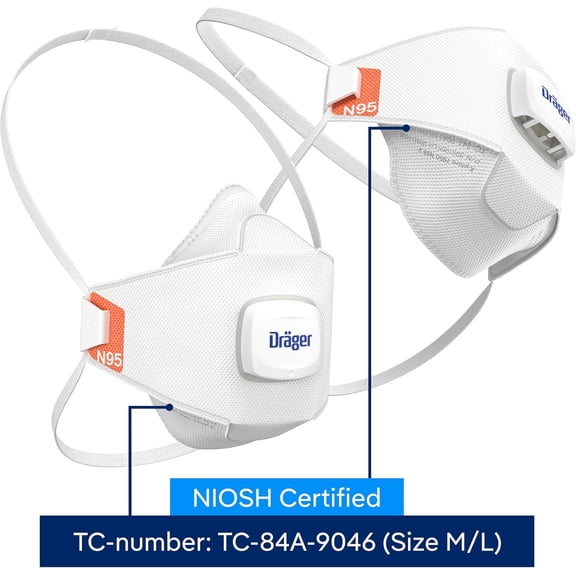 Dräger X-plore 1950 V N95 Respirator Mask with Exhalation Valve |   NIOSH-Approved Respirator Mask