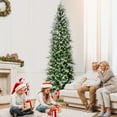 thumbnail image 2 of Gymax 9 FT Pre-Lit Artificial Christmas Tree Snow Flocked Hinged Xmas Tree, 2 of 10