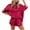 Red, variant on Plebaso Womens Satin Pajamas Set of 2 Silk Short Sleeve Sleepwear Tops and Pjs Shorts Lounge Set Loungewear