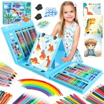 Hot Bee 208 PCS Dinosaur Art Set for Kids, Double-Sided Drawing Board with Crayons, Paints, Colored Pencils, Perfect Birthday & Christmas Art Gift for Boys Girls 3-6 7-11 12 