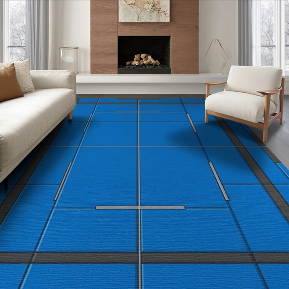 ODIKA 6'x9' Washable Area Rug Easy Care, Non-Shedding, Tile Mosaic With Minimalist Interlocking Line Border Geometric Abstract Refined for Queen Size Bedroom Under Bed Master Suite