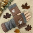 thumbnail image 3 of AWZXDE Autumn Winter Fashion Knit Open Toe Mittens With Patchwork Embroidery Cozy Touchscreen Friendly For Warmth, 3 of 3