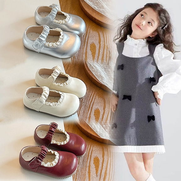 Girls Vintage Mary Jane Shoes Soft Sole Comfortable Ballerina Flat Ballet Dress Shoes Lace Trim Wedding Party Flats