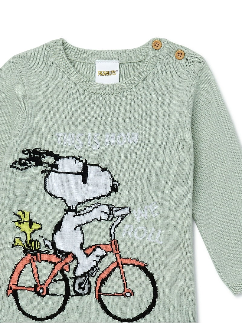 Peanuts Snoopy & Woodstock Jacquard Knit Crew Sweater with