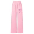 thumbnail image 3 of Girl Sweatpants Girls Bow Sweatpants Casual Girls Athletic Joggers with Pocket Wide Leg Pants Girls Clothing Size 8-9 Years, 3 of 4
