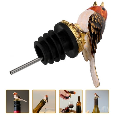 HEMOTON Elegant Bird Shaped Wine Pourer with Aerator and Stopper Made of Zinc Alloy Golden Color for Wine Use