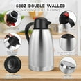 thumbnail image 4 of SSAWcasa Thermal Coffee Carafe 68oz Double Wall Vacuum Coffee Thermos Stainless Steel Insulated Airpot Thermal Pot Flask Water Beverage Dispenser 12 Hour Heat Retention/24 Hour Cold Retention(Silver), 4 of 7