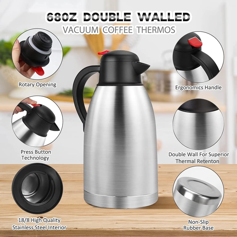 SSAWCasa 68oz Thermal Coffee Carafe Silver photo 4