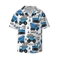 thumbnail image 2 of Lsque Blue Excavator print Men's Cuban Collar Short Sleeve Shirt Summer Beachwear Casual Button Down Fashionable Vacation Leisure Shirt-Small, 2 of 7