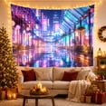 thumbnail image 3 of Neon City Alley Beneath Cascading Wisteria, Dreamy Anime for Gamers, Glowing Urban Night Decor, Housewarming Gift, Tapestry Wall Hanging for Bedroom and Gaming Room, 3 of 7