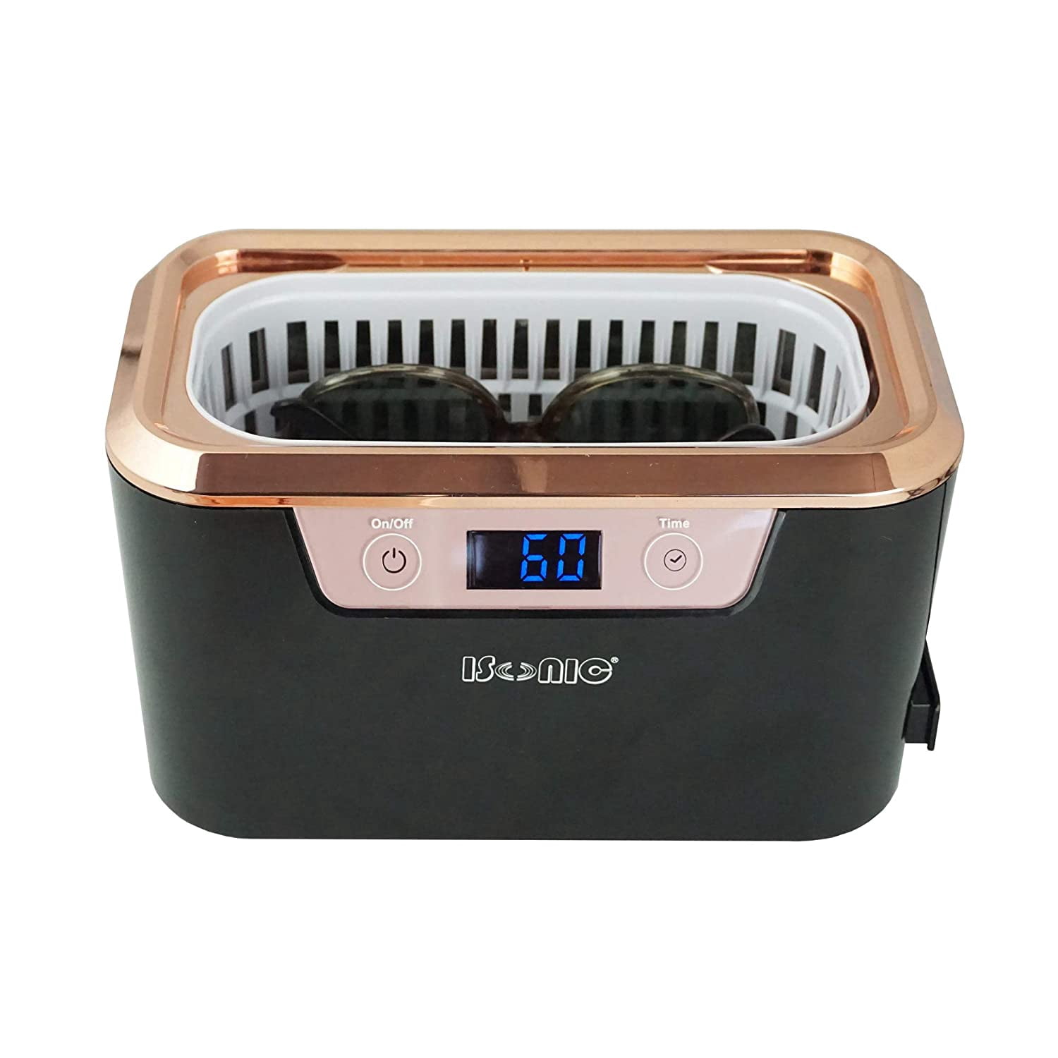 iSonic DS310 Ultrasonic Cleaner, 110 V, Stainless Steel Tank, with Stainless Steel Holder Set for Jewelry and Eyeglasses