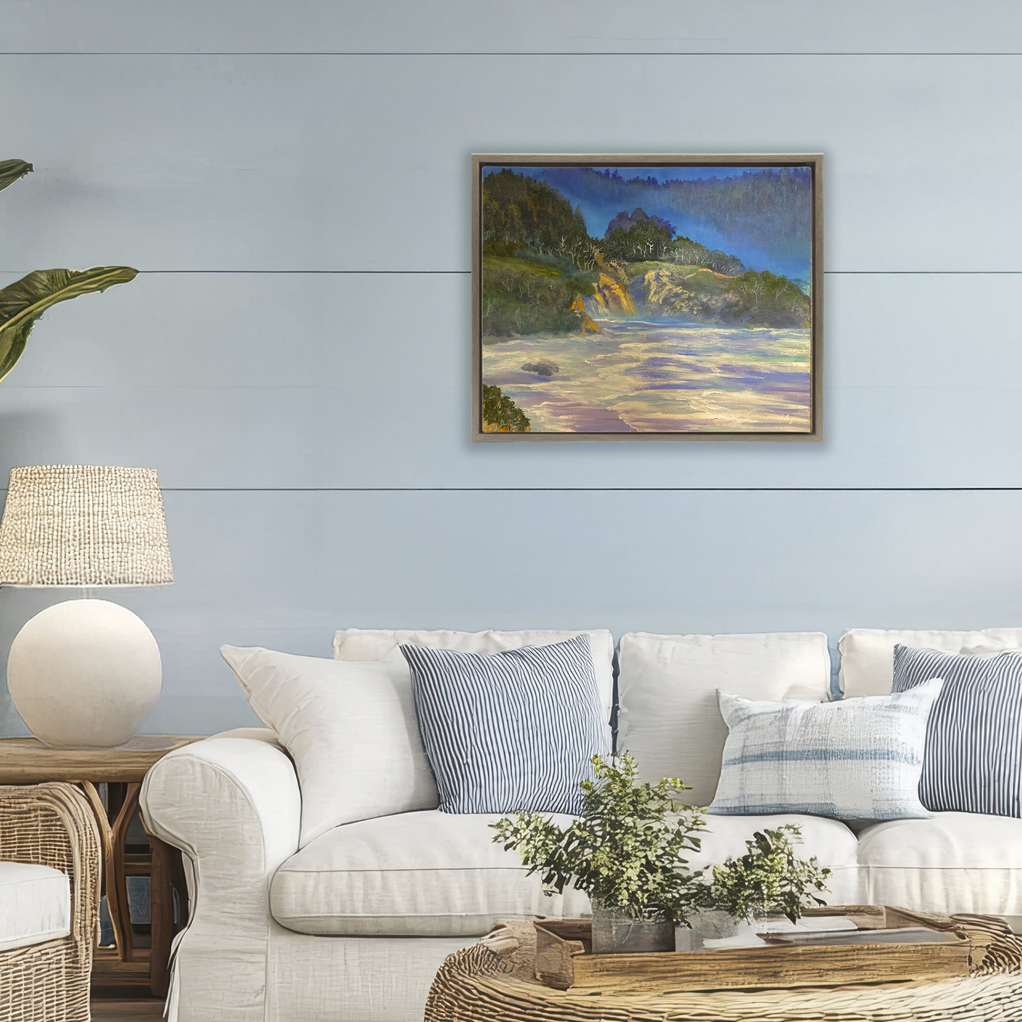 Stupell Industries Natural Wilderness Coastline Brown Framed Floater Canvas Wall Art, design by Lee Ann Zirbes