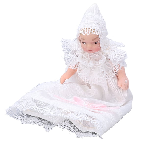 Modelo de Muñecas en Miniatura, 1/12 poses Encantadoras MUestran Tela Hermosa Muñeca Mini Cerámica para 3 Años para Accessorios de Casa de Muñecas