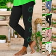 thumbnail image 4 of WREESH Womens Leggings Yoga Pants St. Patrick's Day Pants Casual Shamrocks Printed Pants Stretch Pants Elastic Band Slim Pants White, 4 of 4