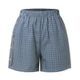 thumbnail image 6 of DHFJKG Women's Shorts Summer Casual Beach Bottoms High Waisted Plaid Side Button Elastic Waist Loose Fit Loungewear Shorts Trendy Trousers, 6 of 8