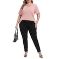 thumbnail image 7 of Gocolloa Womens Plus Size Button Up V Neck Tops Short Sleeve Ribbed T Shirts Summer Loose Dressy Tunic Pink 3X, 7 of 7