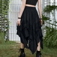 thumbnail image 5 of HBGVBA Midi Skirts for Women,High Low Skirts,Solid Color Gothic Punk Style Midi Skirt Fashion Streetwear For Summer Season Skirts, 5 of 5