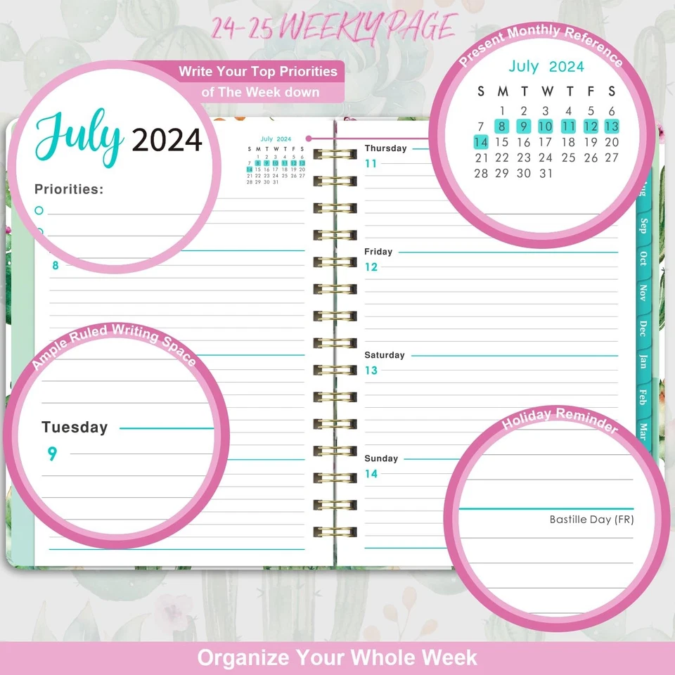 2024-2025 Planner - Planner 2024-2025, Weekly And Monthly Planner, Jul 2024 -...