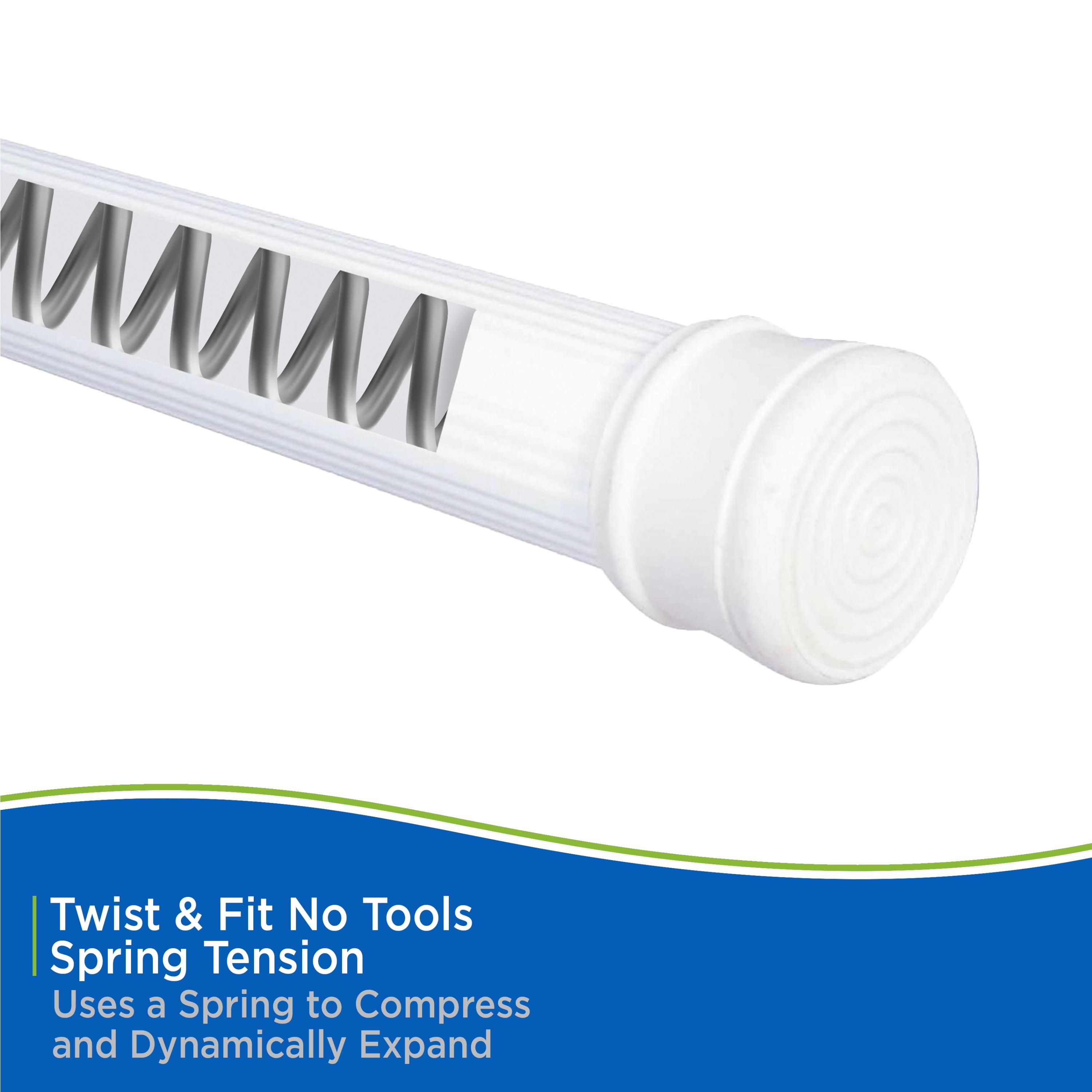 (2 pack) Kenney Spring Tension Utility Rod, 42-72" Adjustable, Rust-Resistant Steel, White