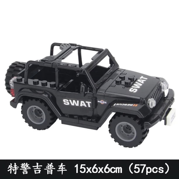 Juego de bloques de construcción modelo de coche todoterreno Jeep, juguete Hummer, coche del ejército para niños, bloques de construcción militares,Black Jeep